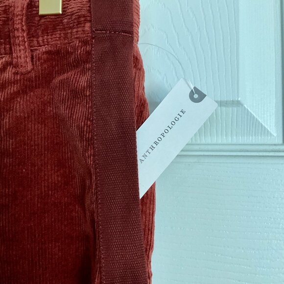 🍁 ANTHROPOLOGIE The Richie Slim Joggers Corduroy Pants Dark Brick Terracotta 2 - Picture 15 of 15